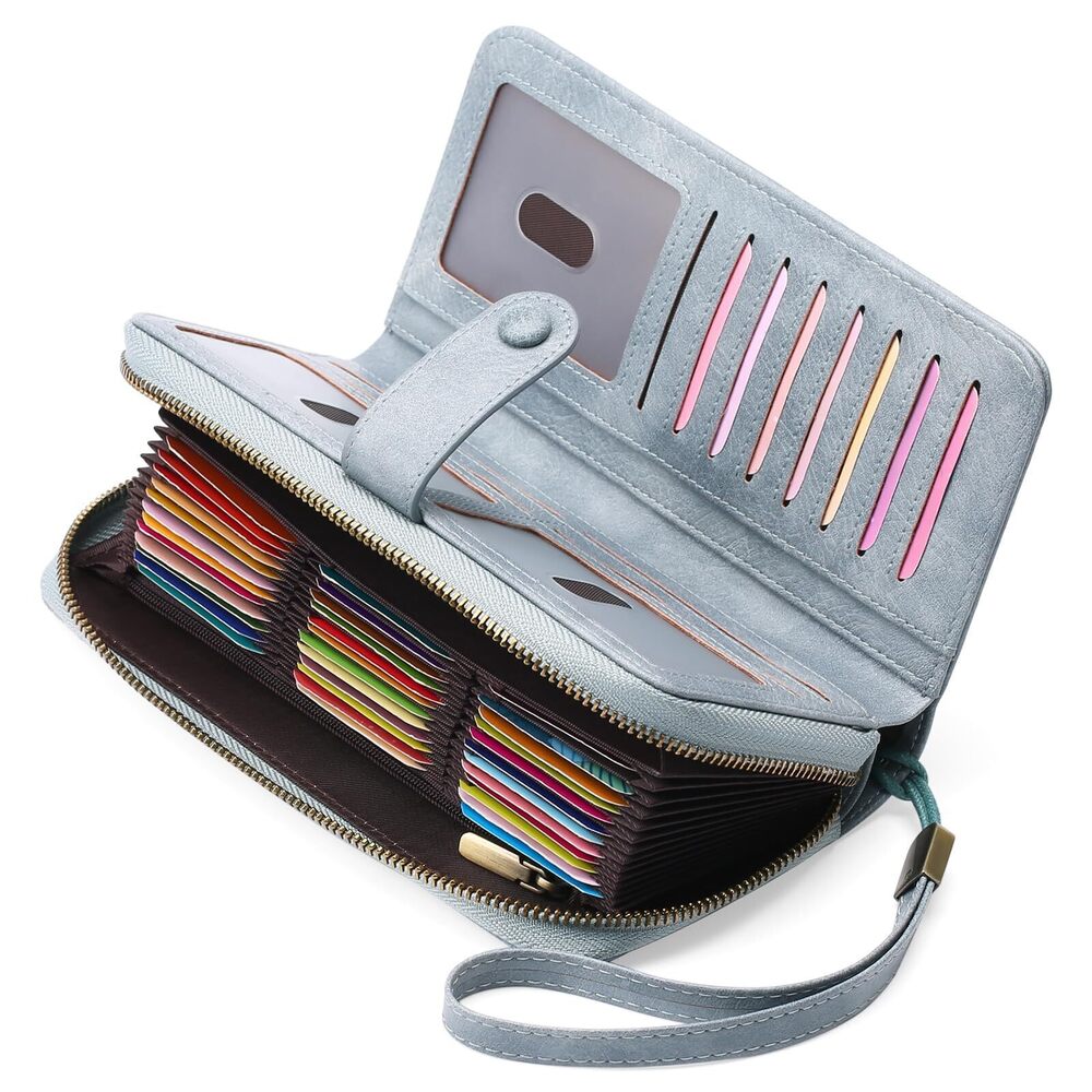 6957 Leather Credit Card Holder Wallet RFID Blocking Large Capacity Bifold